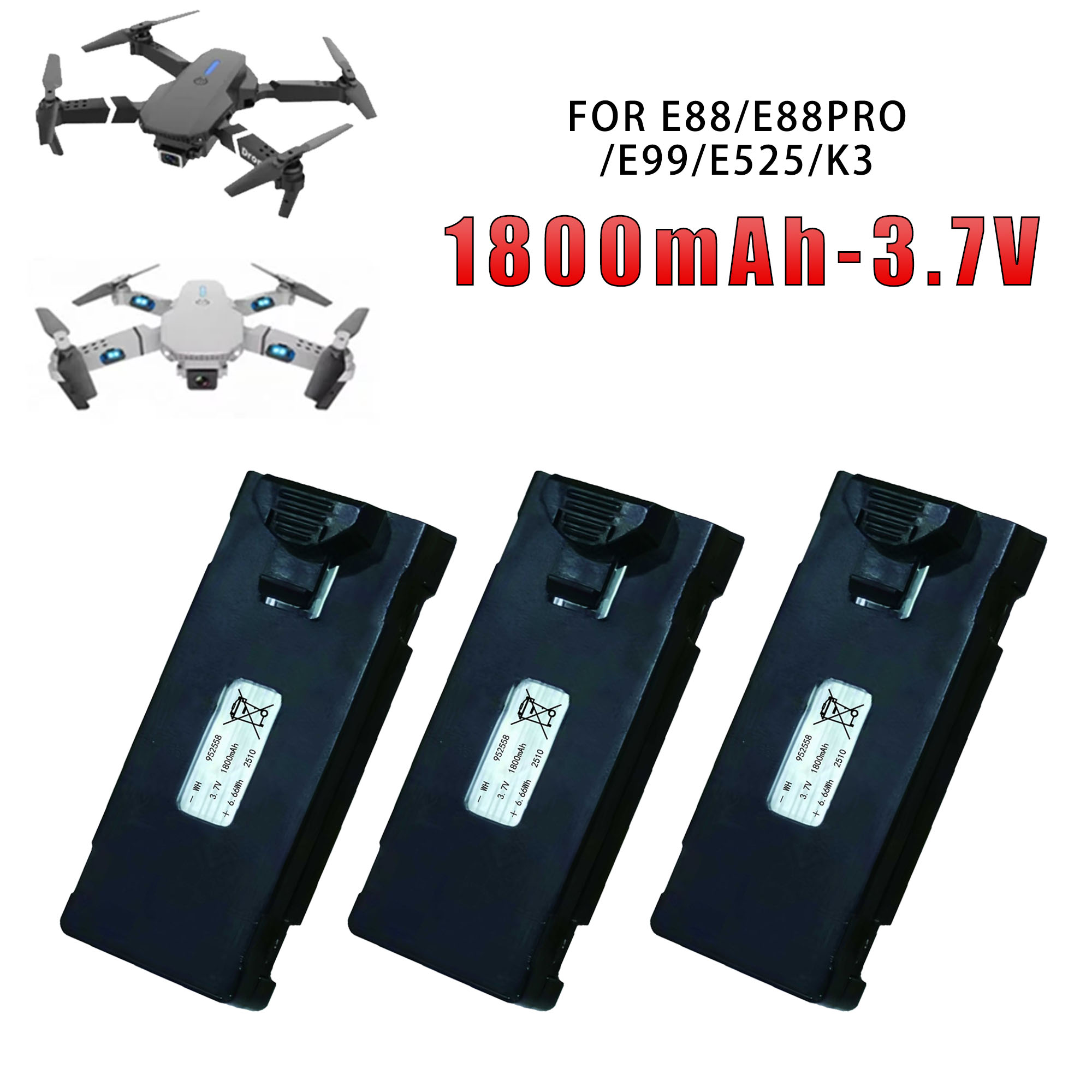 E88 3.7V 1800mAh Original Fact - Eachine Drone E58 ulasan dan harga